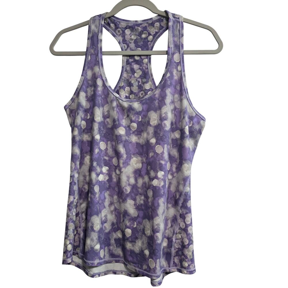 Athleta Purple Silver Polka Dots Razorback Tank Top Size Small
